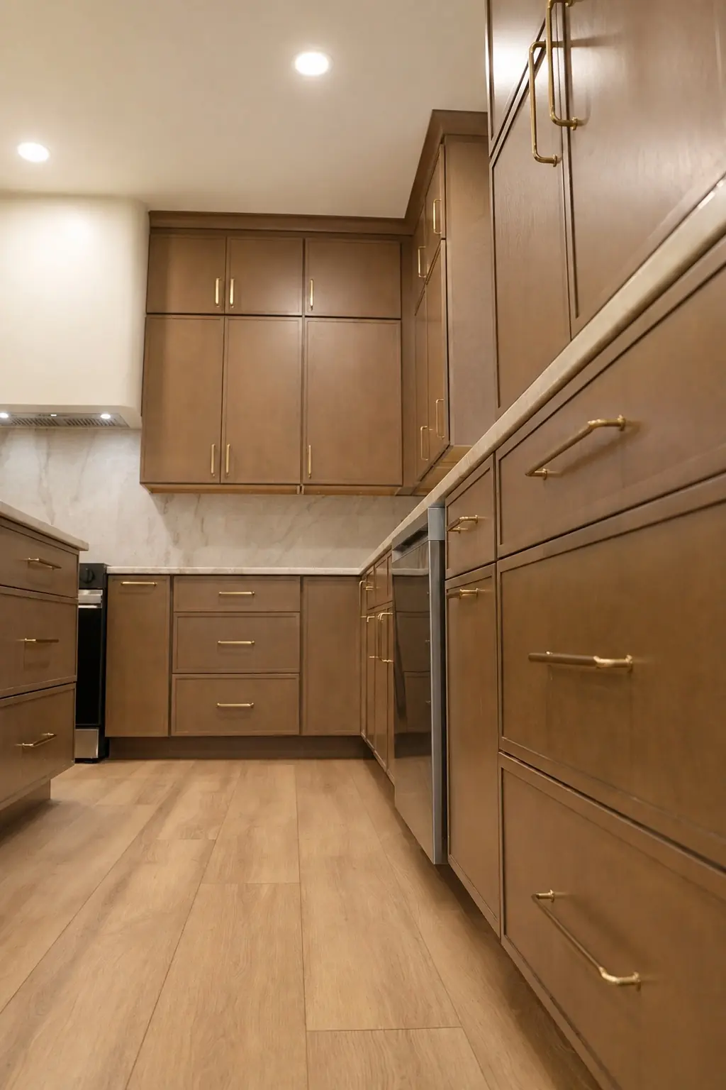 Walnut kitchen cabinetry detail designed and remodeled by CFN